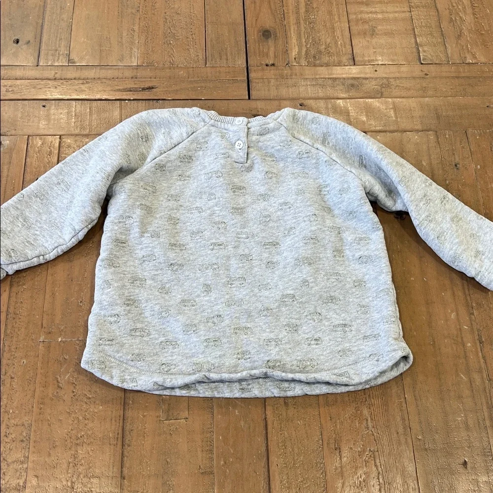 Bonpoint green vehicle print crewneck sweatshirt kids size 2